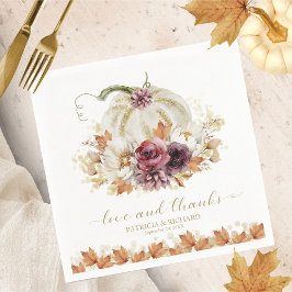 Guardanapo De Papel Amor E Agradecimento Floral De Abóbora Casamento