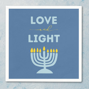 Guardanapo De Papel "Amor e Luz" Judeu Menorah Blue Hanukkah