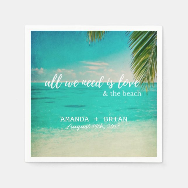 Guardanapo De Papel Amor e o Casamento de Praia Napkins (Frente)