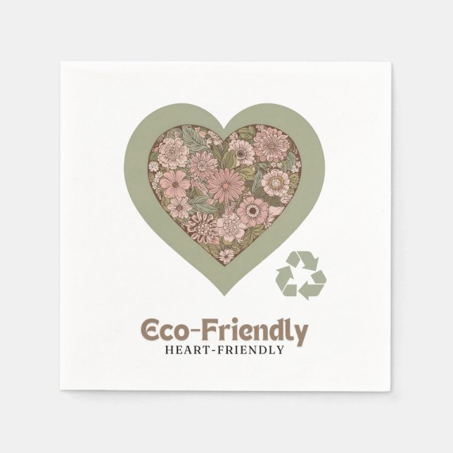 Guardanapo De Papel Amor ecológico e cardíaco (Frente)