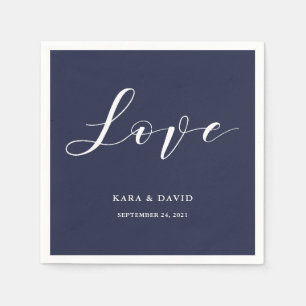 Guardanapo De Papel Amor elegante do casamento dos azuis marinhos da