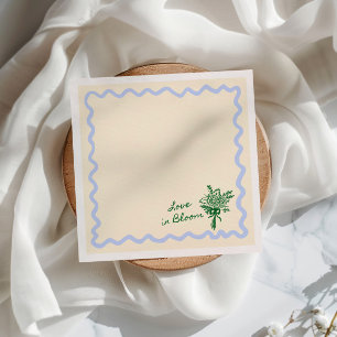 Guardanapo De Papel Amor em Flor Azul Verde Chá de Bebê de Noiva