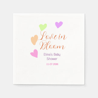 Guardanapo De Papel Amor em flor coração colorido nome do chá de bebê 