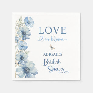 GUARDANAPO DE PAPEL AMOR EM FLORES AZUIS FLORAIS NO CHÁ DE NOIVA