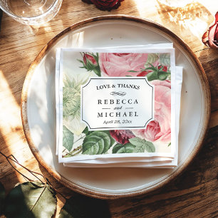 Guardanapo De Papel Amor floral botânico e obrigados do vintage que