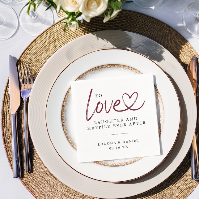 Guardanapo De Papel Amor Moderno Risos Feliz Para Sempre Casamento (Modern Love Laughter Happily Ever After Wedding Napkins)