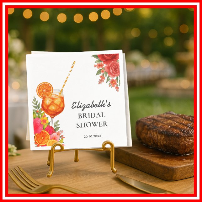 Guardanapo De Papel Amor no Primeiro Spritz Citrus Orange Chá de panel (Criador carregado)