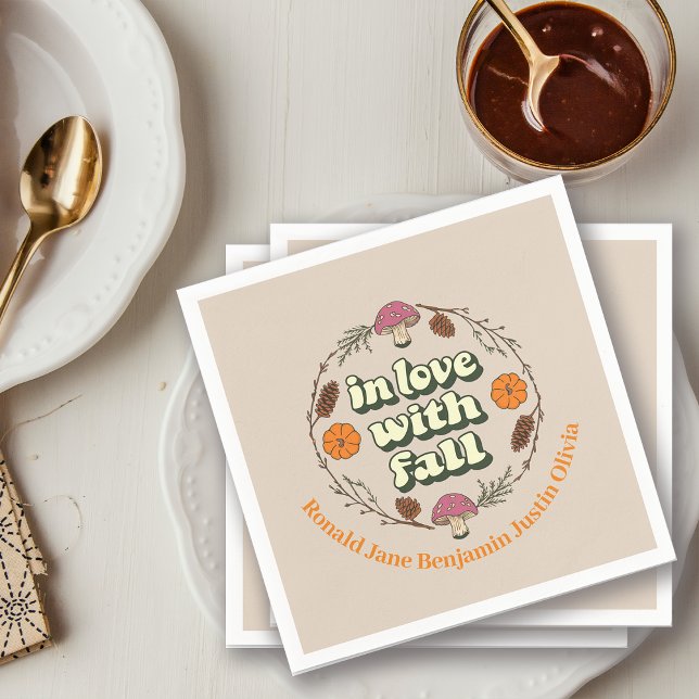 Guardanapo De Papel Amor Queda Ação de Graças Personalizar Nomes da Fa (Criador carregado)