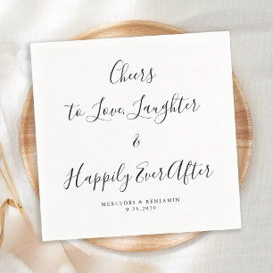 Guardanapo De Papel Amor Rir Feliz Sempre Após Casamento Elegante