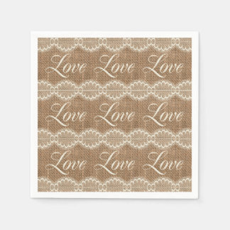 Guardanapo De Papel Amor Rústico De Burlap