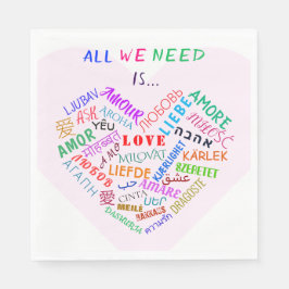 Guardanapo De Papel AMOR - Vários Idiomas - Personalizável Internacion