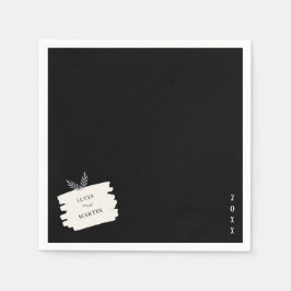 Guardanapo De Papel Amostra Moderna Deixa Casamento Negro Desconfortáv