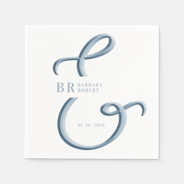 Guardanapo De Papel Ampersand Dusty Blue Wedding (Frente)