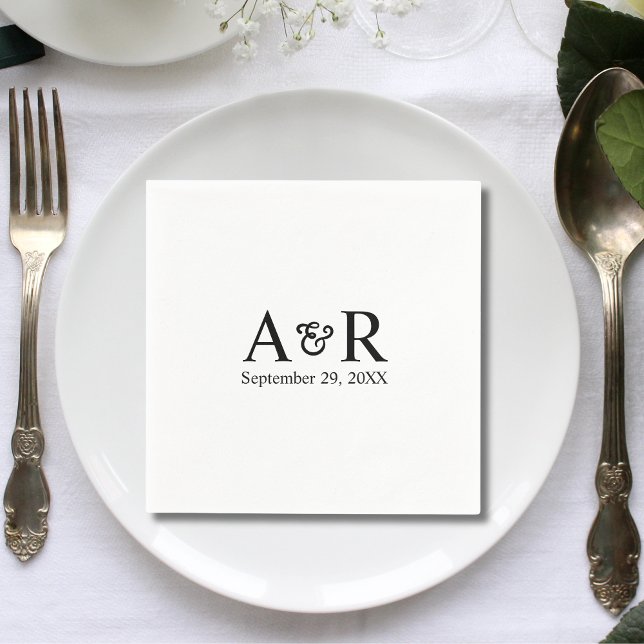 Guardanapo De Papel Ampersand Monograma Casamento Minimalista e Chic (Chic ampersand monogram napkins add a modern touch with your initials to wedding tables.)