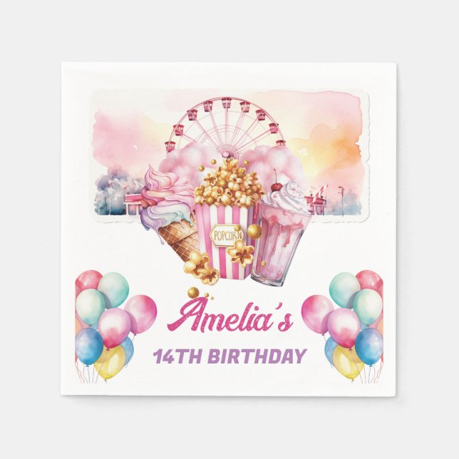 Guardanapo De Papel Amusement Park Birthday Personalizado (Frente)