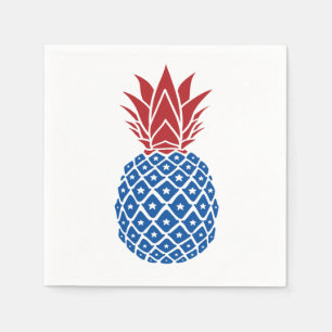 Guardanapo De Papel Ananás branco-vermelho e ananás azul