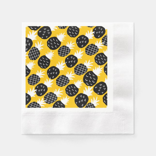 Guardanapo De Papel Ananás preto (Frente)