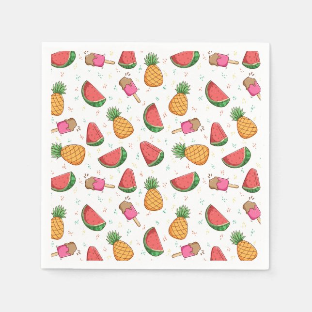 Guardanapo De Papel Ananases, melancias e Sorvetes (Frente)