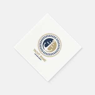 Guardanapo De Papel Âncora náutica azul e dourada