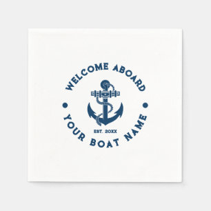 Guardanapo De Papel Âncora Náutica Do Barco marinho Azul E Branco Vint