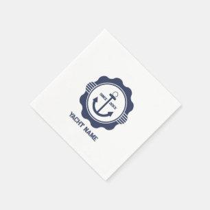 Guardanapo De Papel Âncora real azul-náutica com embarcação personaliz
