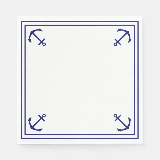 Guardanapo De Papel Âncoras azuis em branco (Frente)