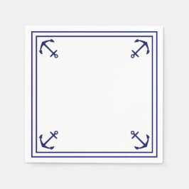 Guardanapo De Papel Âncoras Azuis em Cocktail Personalizável Branco