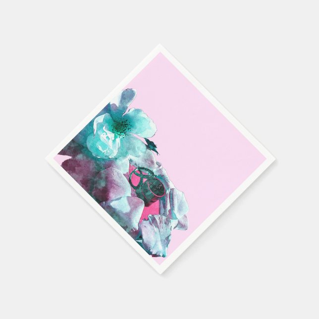 Guardanapo De Papel Anéis com pétalas de rosa branca (Canto)