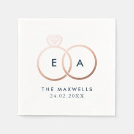 Guardanapo De Papel Anéis de Casamento Dourado Rosa moderno Anéis Cock