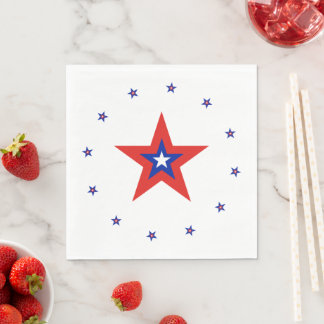 Guardanapo De Papel Anel azul/vermelho/branco das estrelas + vermelho/