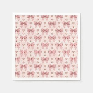 Guardanapo De Papel Anel de Diamante com Laço Rosa Padrão Coração