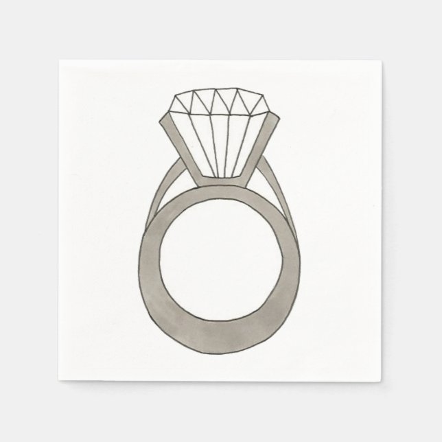 Guardanapo De Papel Anel Diamond Ring Noivado Party Napkin (Frente)