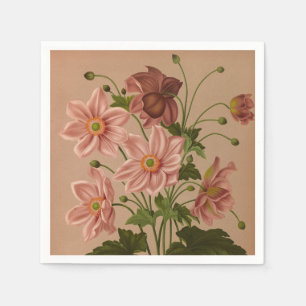 Guardanapo De Papel Anêmona Japonica Rosea Exquisita Botânica Vintage