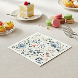 Guardanapo De Papel Anfitriã Evento de Aquarela Floral Azul