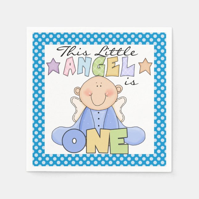 Guardanapo De Papel Angel Baby Boy primeiro aniversario Paper Napkins (Frente)