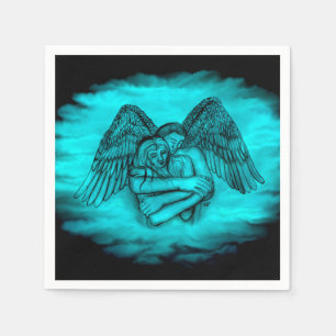 Guardanapo De Papel Angel Eros in Love, design preto e verde