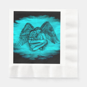 Guardanapo De Papel Angel Eros in Love, design preto e verde