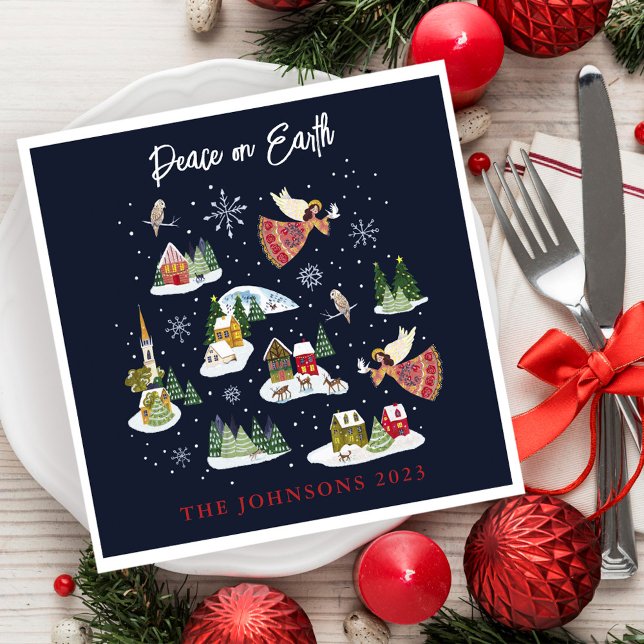 Guardanapo De Papel Angel Peace no Natal (Angel Peace on Earth Christmas Napkins)