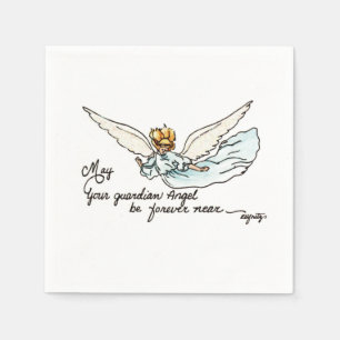 Guardanapo De Papel Angel Watercolor Gracefully Perto e Vigiando Você