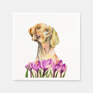 Guardanapo De Papel Angelic   Vizsla Dog e Crocus Watercolor