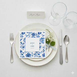 Guardanapo De Papel Anguardanapo de casamento branco e azul do softwar