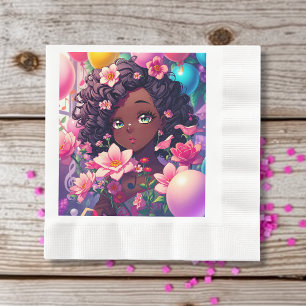 Guardanapo De Papel Animadora Afro-Americana Personalizada Aniversário