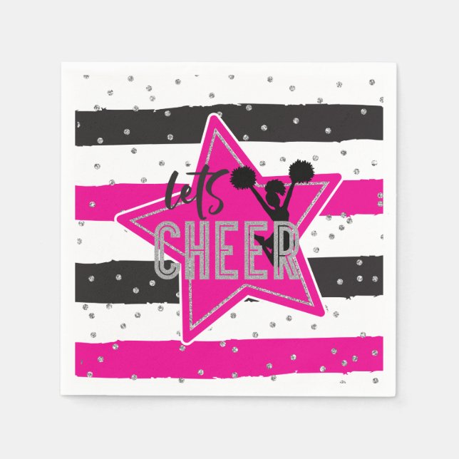 Guardanapo De Papel Animadora Rosa Prata Preto Aniversário de Cheerlea (Frente)