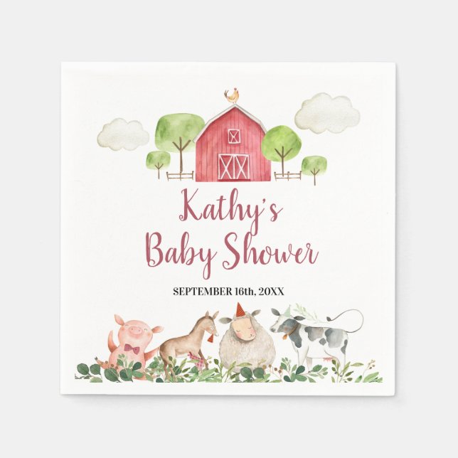 Guardanapo De Papel Animais da fazenda do Barnyard Greenery (Frente)