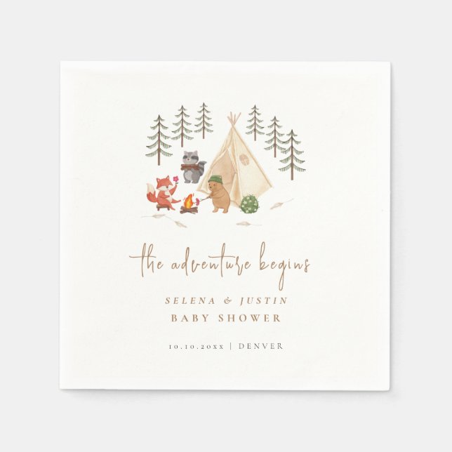 Guardanapo De Papel Animais Da Floresta A Aventura Começa O Chá de fra (Frente)