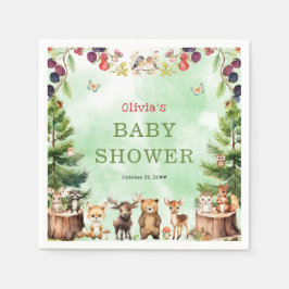 Guardanapo De Papel Animais da Floresta Chá de fraldas de Berry Flower