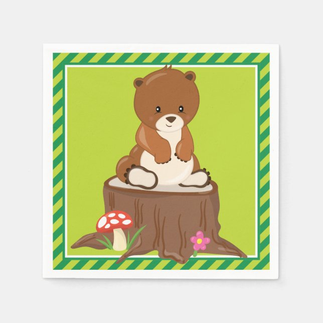 Guardanapo De Papel Animais Da Floresta | Cubo de Urso (Frente)