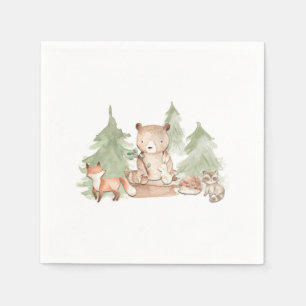 Guardanapo De Papel Animais da Floresta em Aquarela Chás de Bebê