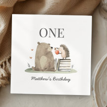 Animais da Floresta em Aquarela para 1º Aniversári