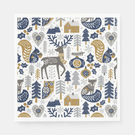 Guardanapo De Papel Animais da Floresta Escandinava Flocos de Neve Nat